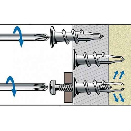 Ces chevilles autoforeuses ne nécessitent aucun pré-perçage pour se fixer. Vissez simplement la cheville sur un support et installez votre élément.