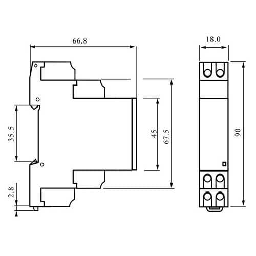 Compteur d'énergie wifi 16A monophasé KETLER - schéma avec dimensions