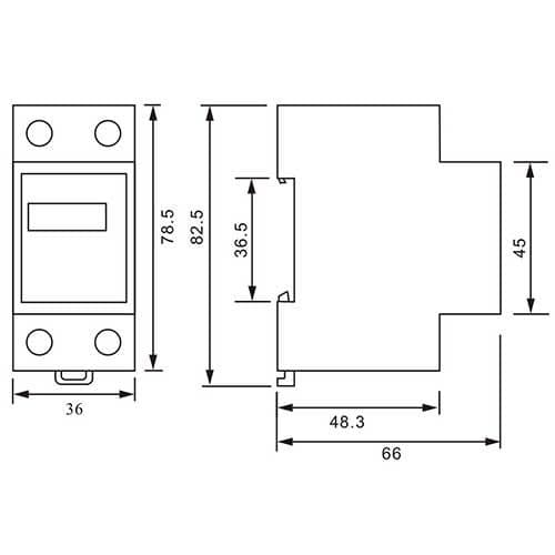 Compteur d'énergie wifi 60A monophasé KETLER - schéma avec dimensions