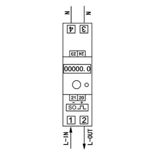 KETLER Compteur monophasé 80A à écran LCD - dessin vertical