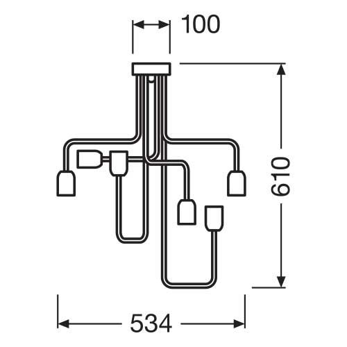 Dimensions du plafonnier 1906 pipe angled