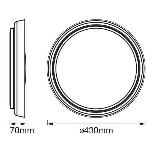 Dimensions du plafonier intérieur Orbis Smart+ connecté