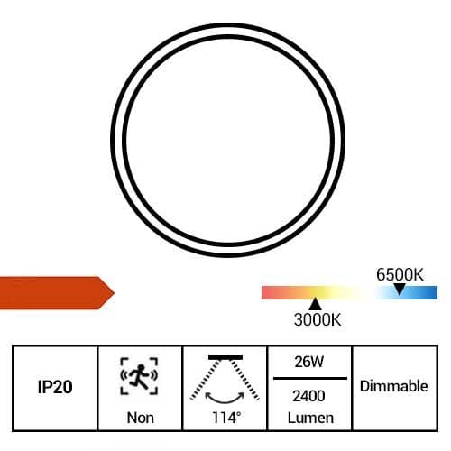 LEDVANCE Plafonier intérieur Orbis Smart+ connecté dimmable 230V 26W 430mm blanc - fiche technique