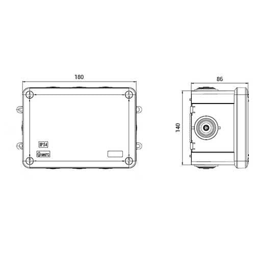 LEGRAND Plexo Boite de dérivation étanche 180x140x86 - schéma avec dimensions