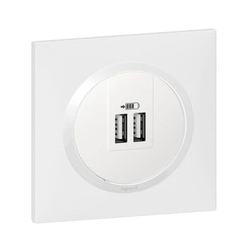 Prise USB double 2400mA LEGRAND Dooxie complet blanc