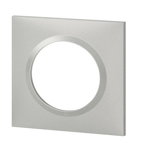 Plaque 1 poste Legrand Dooxie effet aluminium - vue de profil