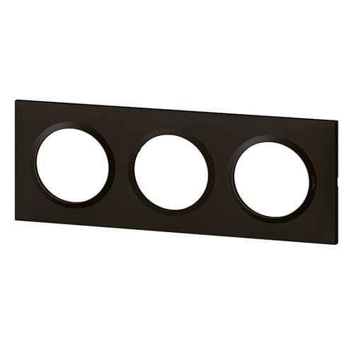 Plaque Legrand Dooxie 3 postes coloris noir - vue de profil