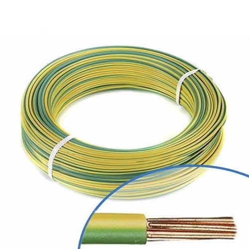 Fil électrique rigide H07VR 6mm² vert/jaune - Couronne