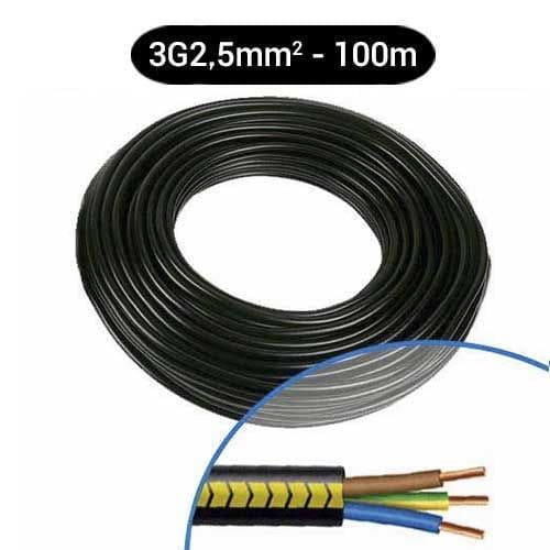 Câble électrique R2V 3G2.5mm² M/B/VJ - Couronne de 100m