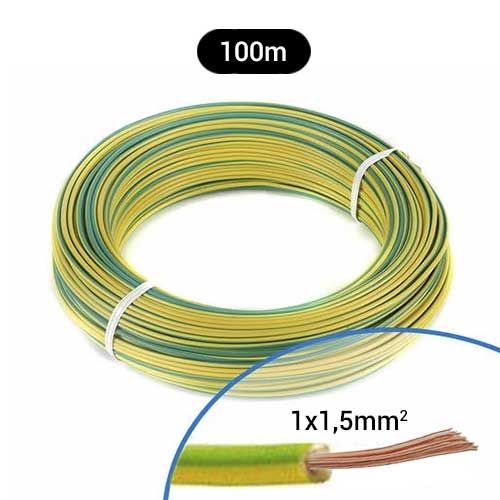 Fil électrique souple H07VK 1.5² vert/jaune MIGUELEZ - Couronne de 100m