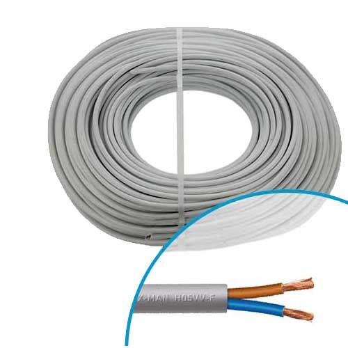 couronne de 100m de câble électrique H05VV-F gris 2x1.5mm² gris