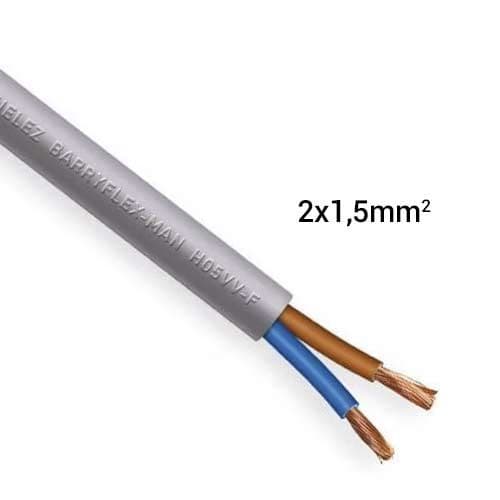 Cable électrique Miguelez avec gaine PVC grise et 2 fils conducteurs bleu et marron à âme en cuivre