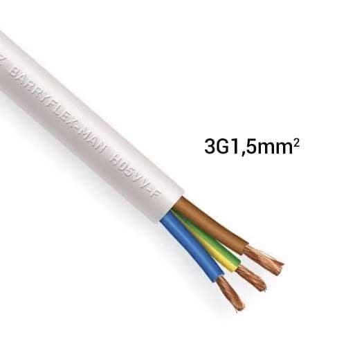 Câble électrique souple H05VVF 3G1.5mm² blanc MIGUELEZ