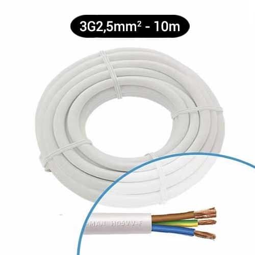 Câble électrique souple H05VVF 3G2.5mm² blanc MIGUELEZ - Couronne de 10m