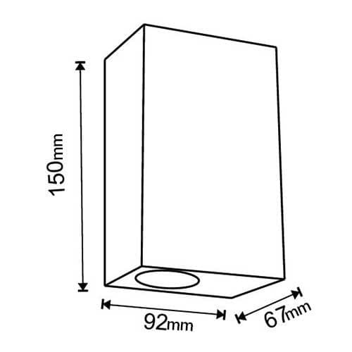 MIIDEX Applique extérieure ALTESSE bidirectionnelle rectangulaire IP44 230V GU10 anthracite - schéma avec dimensions