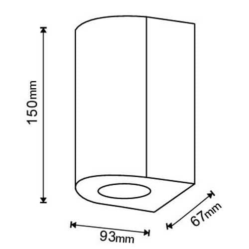 MIIDEX Applique extérieure ALTESSE bidirectionnelle arrondie IP44 230V GU10 anthracite - schéma avec dimensions