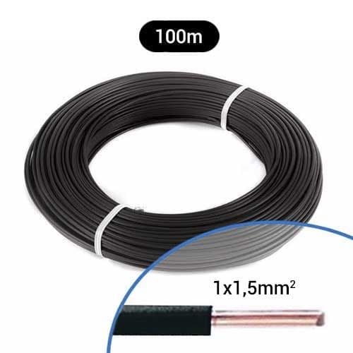 Fil électrique rigide HO7VU 1.5² noir - Couronne de 100m