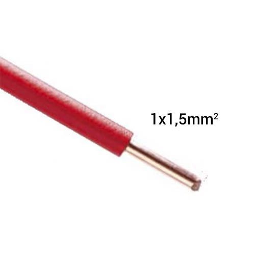 Fil électrique rigide HO7VU 1.5² rouge - Couronne de 100m