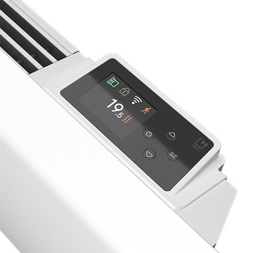 Radiateur connecté pierre de lave horizontal blanc 1500W Noirot Caldera 2 - zoom sur le thermostat