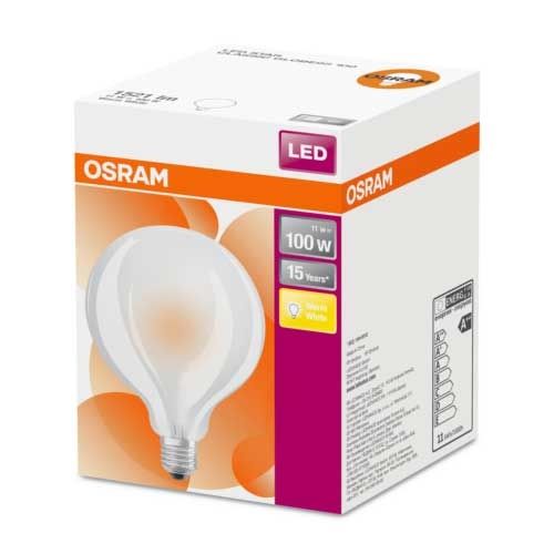 OSRAM Ampoule LED en verre dépoli E27 globe 11W 1521lm 95mm 230V