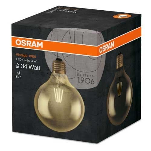 OSRAM Ampoule LED filament E27 230V édition 1906 4W 380lm globe or