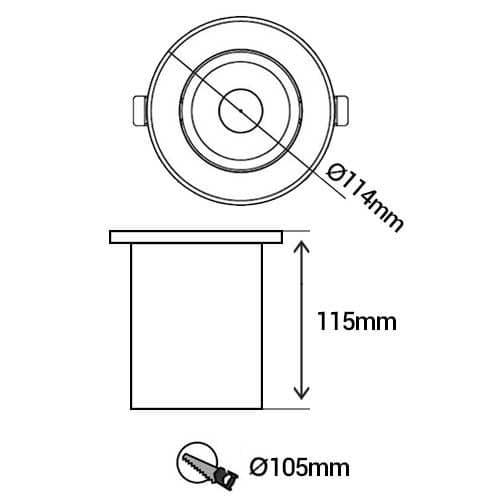 PHILIPS MyGarden Spot LED extérieur encastré de sol rond 230V 3W 270lm 3000K IP67 inox - schéma avec dimensions