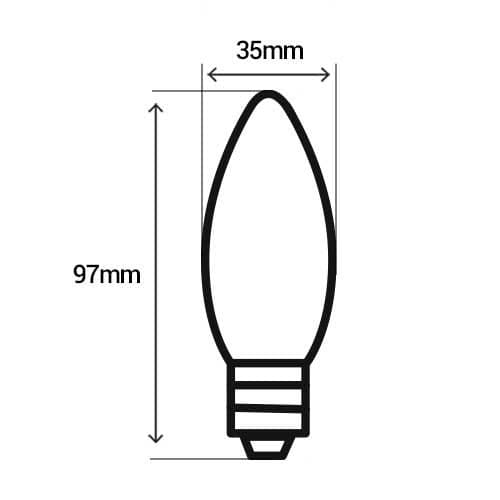 PHILIPS Ampoule LED E14 230V 4,3W(=40W) 470lm 2700K LEDcandle flamme - dimensions