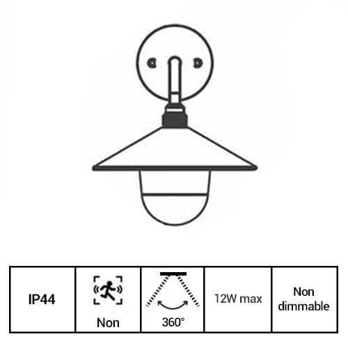 ARLUX Applique extérieure LED Peak 230V E27 12W max anthracite - fiche technique