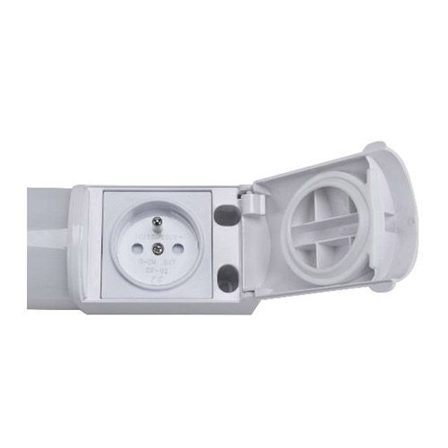 Réglette LED 230V 8W 900lm 4000°K 492mm blanc avec interrupteur et prise 2P+T