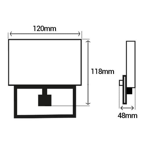 Projecteur extérieur LED extra plat à détection 230V 10W 900lm 4000°K gris - schéma avec dimensions