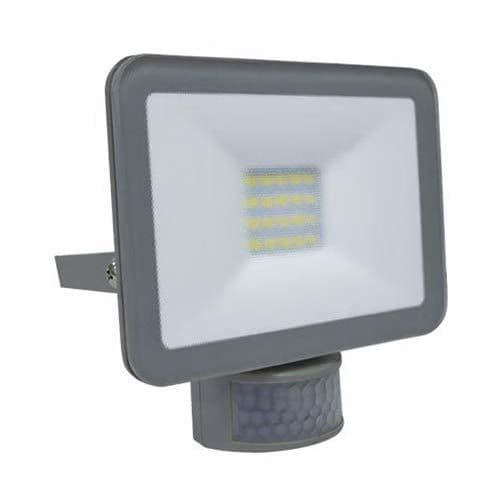 Projecteur extérieur LED extra plat à détection 230V 30W 2800lm 4000°K gris - vue de profil