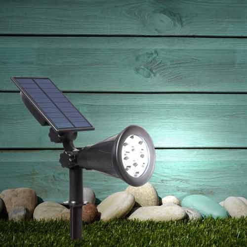 Spot LED solaire sur piquet orientable noir Jardin