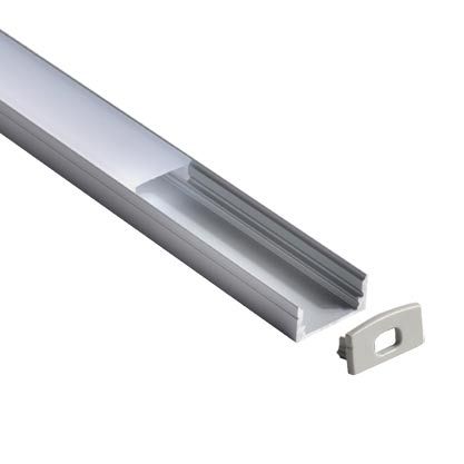 Lot de 2 profils aluminium droit pour ruban LED - 1m