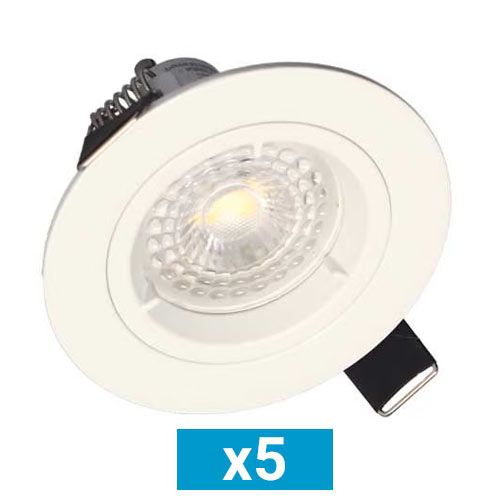 Lot de 5 spots LED encastrables 85mm GU10 230V 5x5W 380lm 2700K blanc