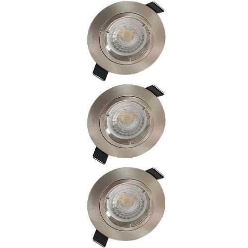 Lot de 3 spots LED encastrables 85mm GU10 230V 3x5W 380lm 2700K alu brossé