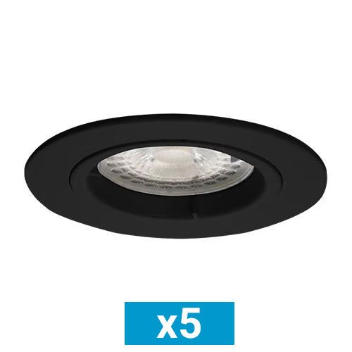 Lot de 5 spots LED encastrables 85mm GU10 230V 5x5W 380lm 4000K noir