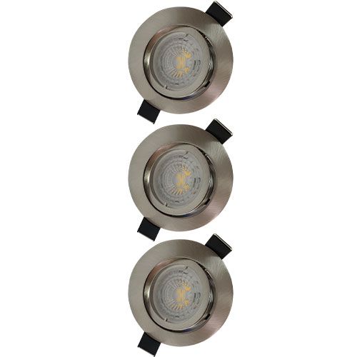 Lot de 3 spots LED encastrables et orientables 83mm GU10 230V 3x5W 380lm 4000K alu brossé