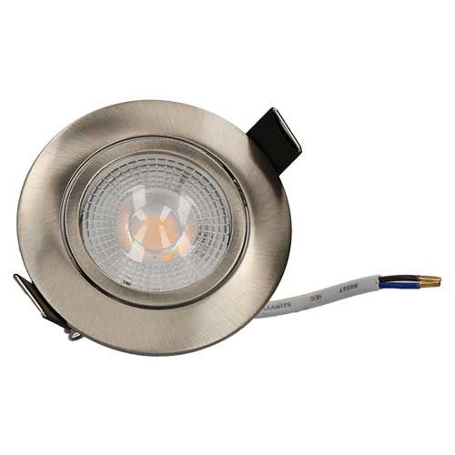 Spot LED remplaçable encastrable orientable et dimmable 230V 5W 400lm 2700K 82mm acier brossé