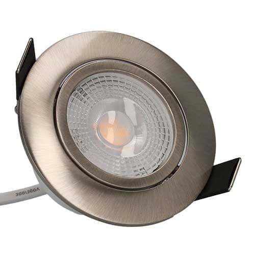 Spot LED remplaçable encastrable orientable et dimmable 230V 5W 400lm 2700K 82mm acier brossé