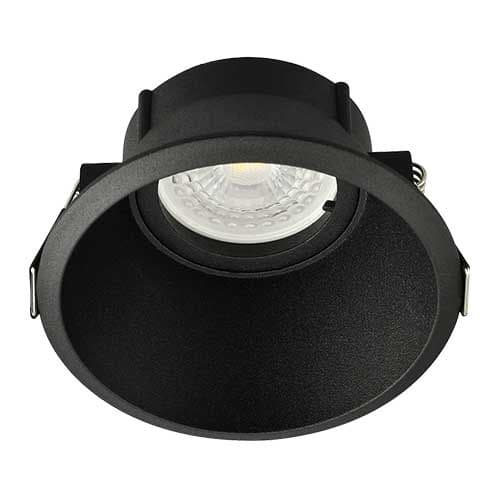 Support de spot basse luminance rond fixe 100mm avec douille GU10 automatique noir