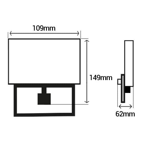 Projecteur extérieur LED extra plat à détection 230V 10W 700lm 4000K noir - dimensions