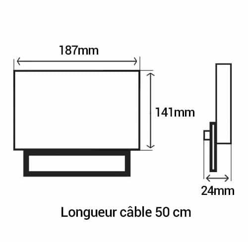 Projecteur extérieur LED extra plat précâblé 230V 30W 2550lm 4000K blanc dimensions