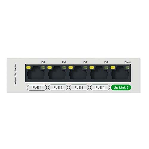 Switch Ethernet SCHNEIDER Resi9 - photo zoom port d'entrée + 4 ports de sortie PoE