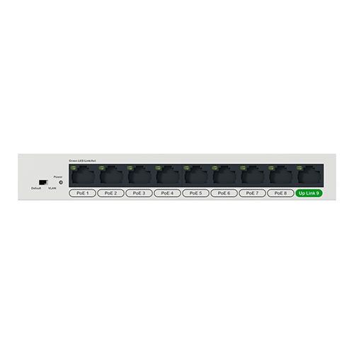 Switch Ethernet SCHNEIDER Resi9  9 ports, 8 ports 1 Gb POE 30W - photo vue côté avec les 9 ports