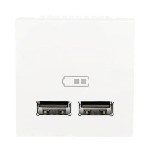 Prise chargeur USB double 2 modules - Photo de face