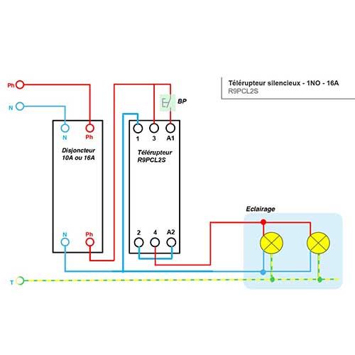 SCHNEIDER Resi9 Télérupteur silencieux 16A 1NO monophasé - schéma