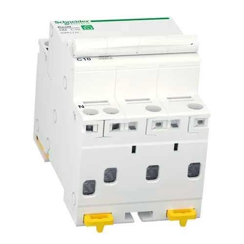 Disjoncteur SCHNEIDER Resi9 XP tétrapolaire 10A courbe C 3kA 400V - R9PFC710