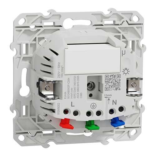 Prise 2P+T connectée 16A Zigbee blanc SCHNEIDER Wiser Odace - vue arrière produit