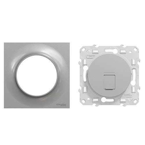 SCHNEIDER Odace Prise RJ45 grade 1 catégorie 6 blanc complète aluminium