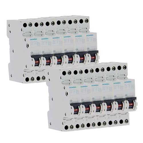 Lot de 12 disjoncteurs Siemens 16A Ph+N Courbe C 4.5kA 230V - vue de face